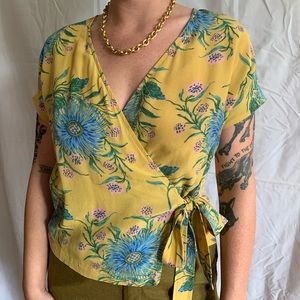 Madewell Silk Spring Floral Wrap Blouse